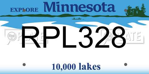 RPL328 Minnesota License Plate
