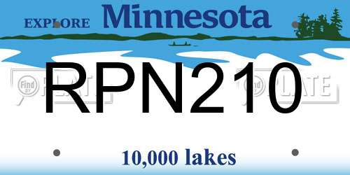 RPN210 Minnesota License Plate
