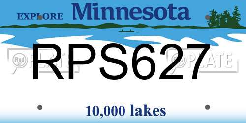 RPS627 Minnesota License Plate