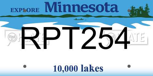 RPT254 Minnesota License Plate