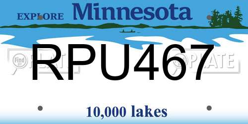 RPU467 Minnesota License Plate