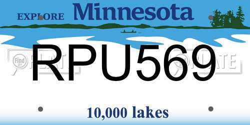 RPU569 Minnesota License Plate