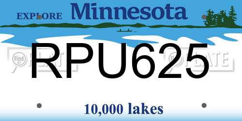 RPU625 Minnesota License Plate