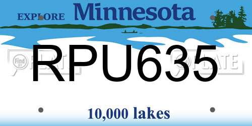 RPU635 Minnesota License Plate