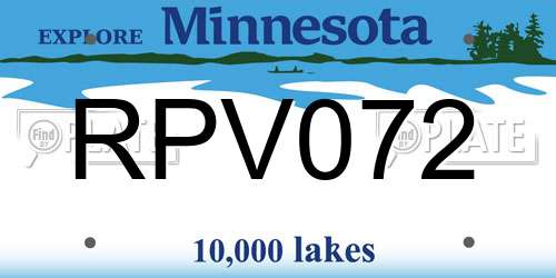 RPV072 Minnesota License Plate