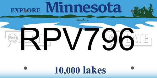 RPV796 Minnesota License Plate