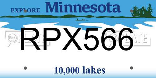 RPX566 Minnesota License Plate