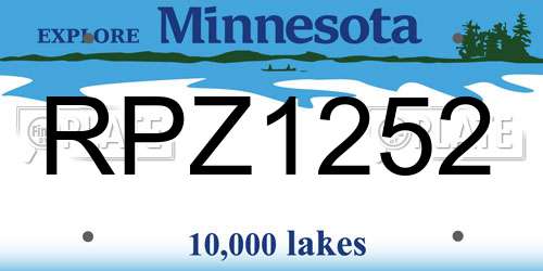 RPZ1252 Minnesota License Plate