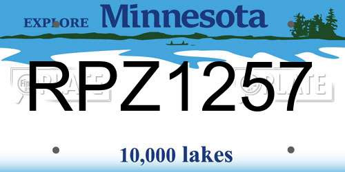RPZ1257 Minnesota License Plate