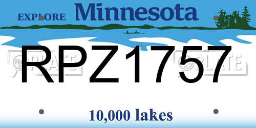 RPZ1757 Minnesota License Plate
