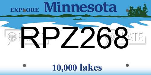 RPZ268 Minnesota License Plate