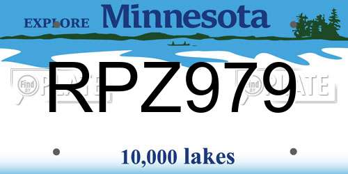 RPZ979 Minnesota License Plate
