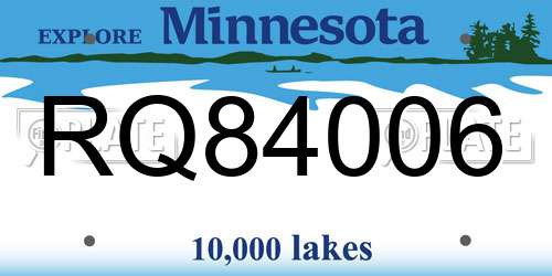 RQ84006 Minnesota License Plate