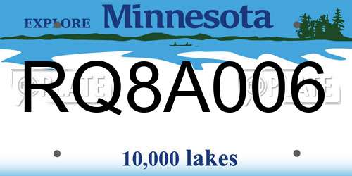 RQ8A006 Minnesota License Plate