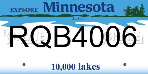 RQB4006 Minnesota License Plate