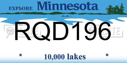 RQD196 Minnesota License Plate