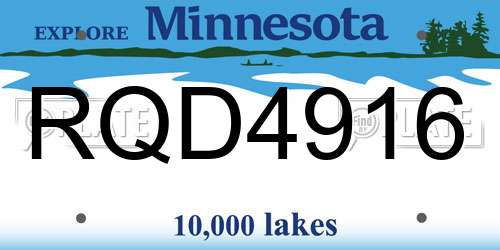 RQD4916 Minnesota License Plate