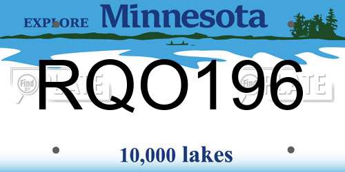 RQO196 Minnesota License Plate