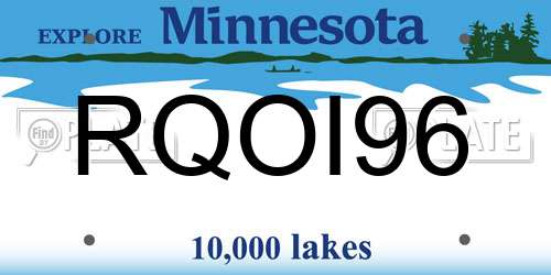 RQOI96 Minnesota License Plate
