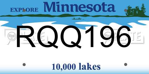RQQ196 Minnesota License Plate