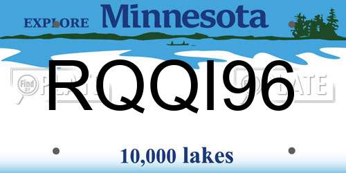 RQQI96 Minnesota License Plate