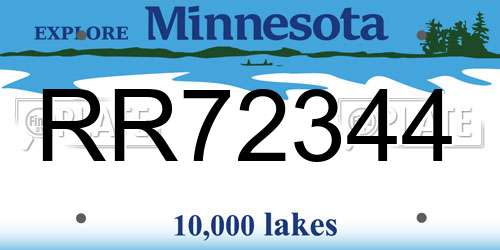 RR72344 Minnesota License Plate