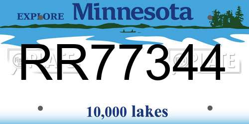 RR77344 Minnesota License Plate