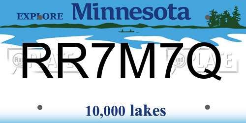 RR7M7Q Minnesota License Plate