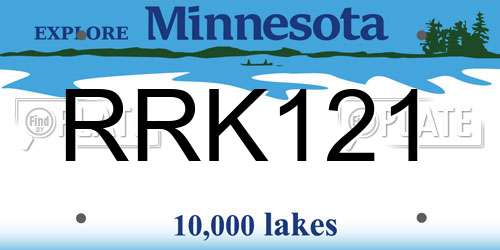 RRK121 Minnesota License Plate