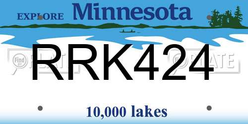 RRK424 Minnesota License Plate