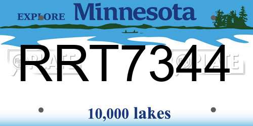 RRT7344 Minnesota License Plate