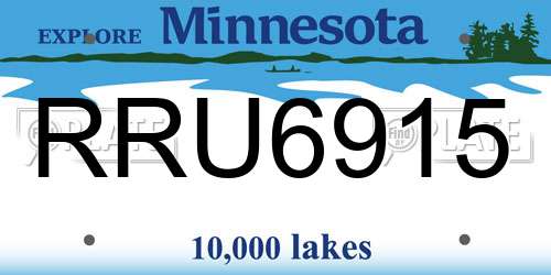 RRU6915 Minnesota License Plate