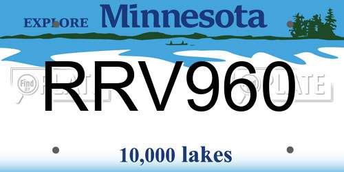 RRV960 Minnesota License Plate