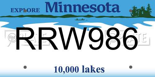 RRW986 Minnesota License Plate