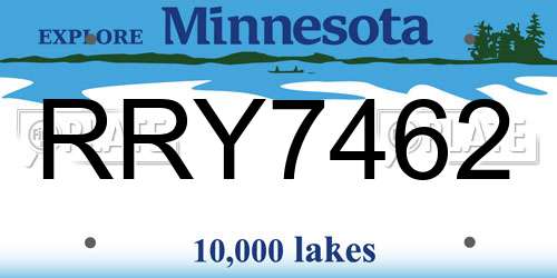 RRY7462 Minnesota License Plate
