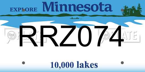 RRZ074 Minnesota License Plate