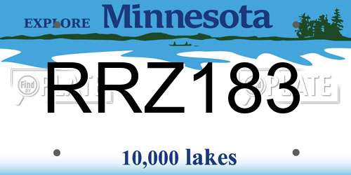 RRZ183 Minnesota License Plate