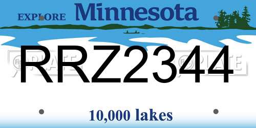 RRZ2344 Minnesota License Plate
