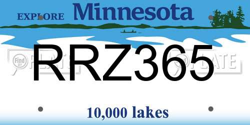 RRZ365 Minnesota License Plate