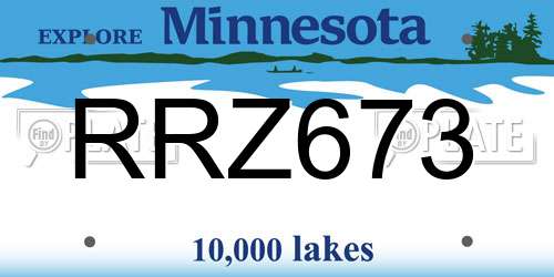RRZ673 Minnesota License Plate