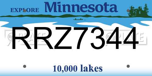 RRZ7344 Minnesota License Plate