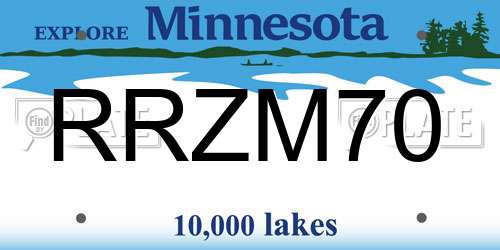 RRZM70 Minnesota License Plate