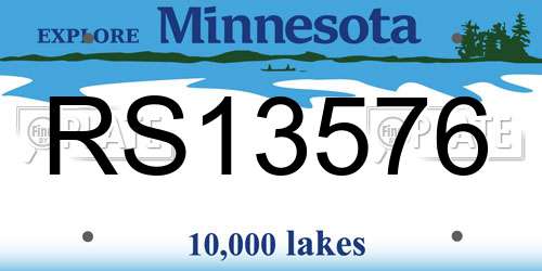 RS13576 Minnesota License Plate