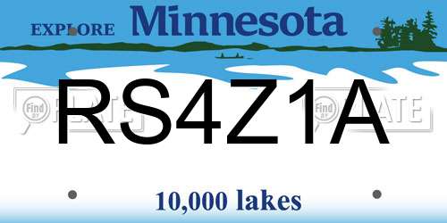 RS4Z1A Minnesota License Plate