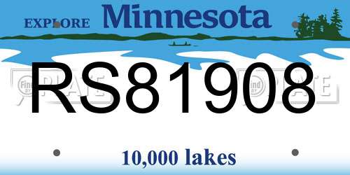 RS81908 Minnesota License Plate