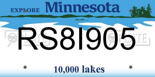 RS8I905 Minnesota License Plate