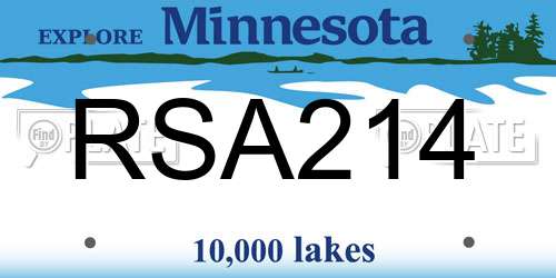 RSA214 Minnesota License Plate