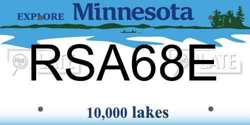 RSA68E Minnesota License Plate