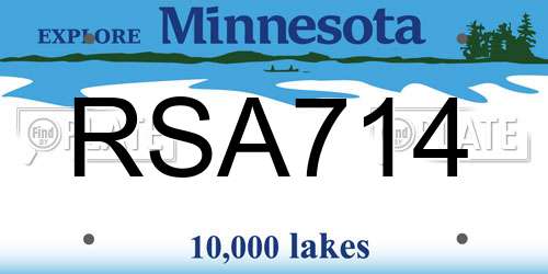 RSA714 Minnesota License Plate
