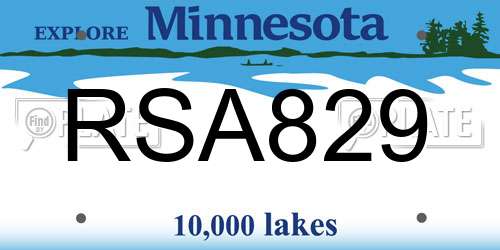 RSA829 Minnesota License Plate